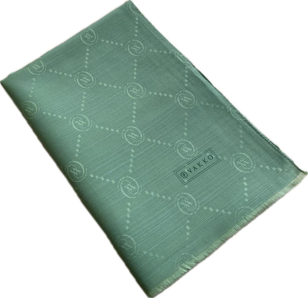 Vakko Monogram Pamuk İpek Şal 30011260-Su Yeşili