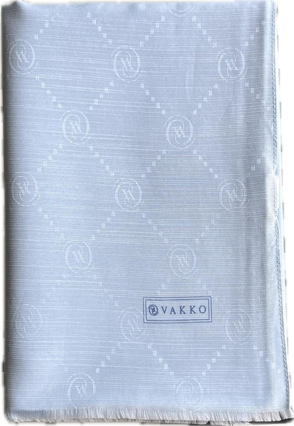 Vakko Monogram Pamuk İpek Şal 30011260-Buz Mavi