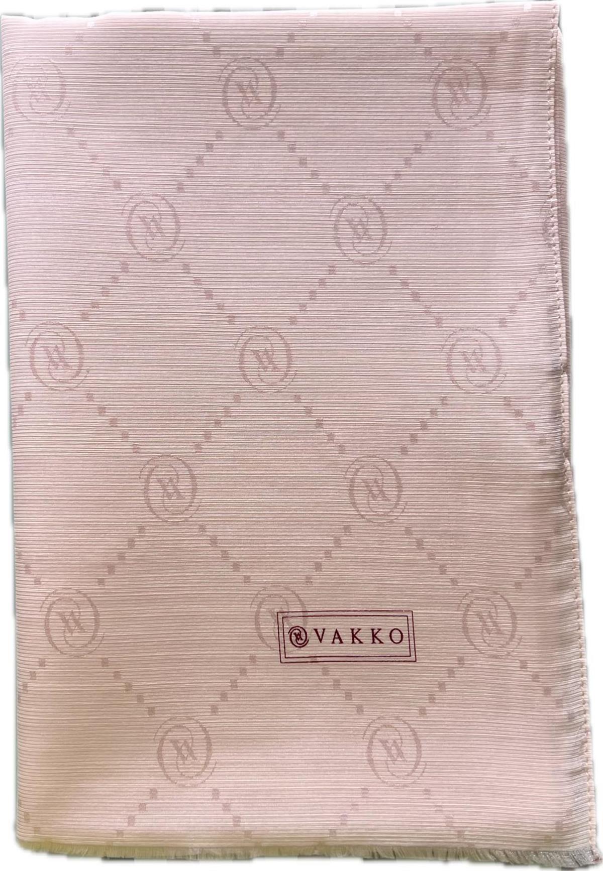 Vakko Monogram Pamuk İpek Şal 30011260-Pudra