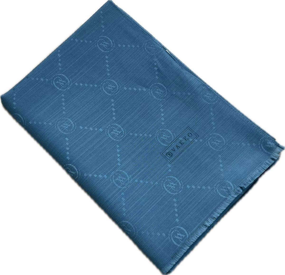 Vakko Monogram Pamuk İpek Şal 30011260-Petrol Mavisi