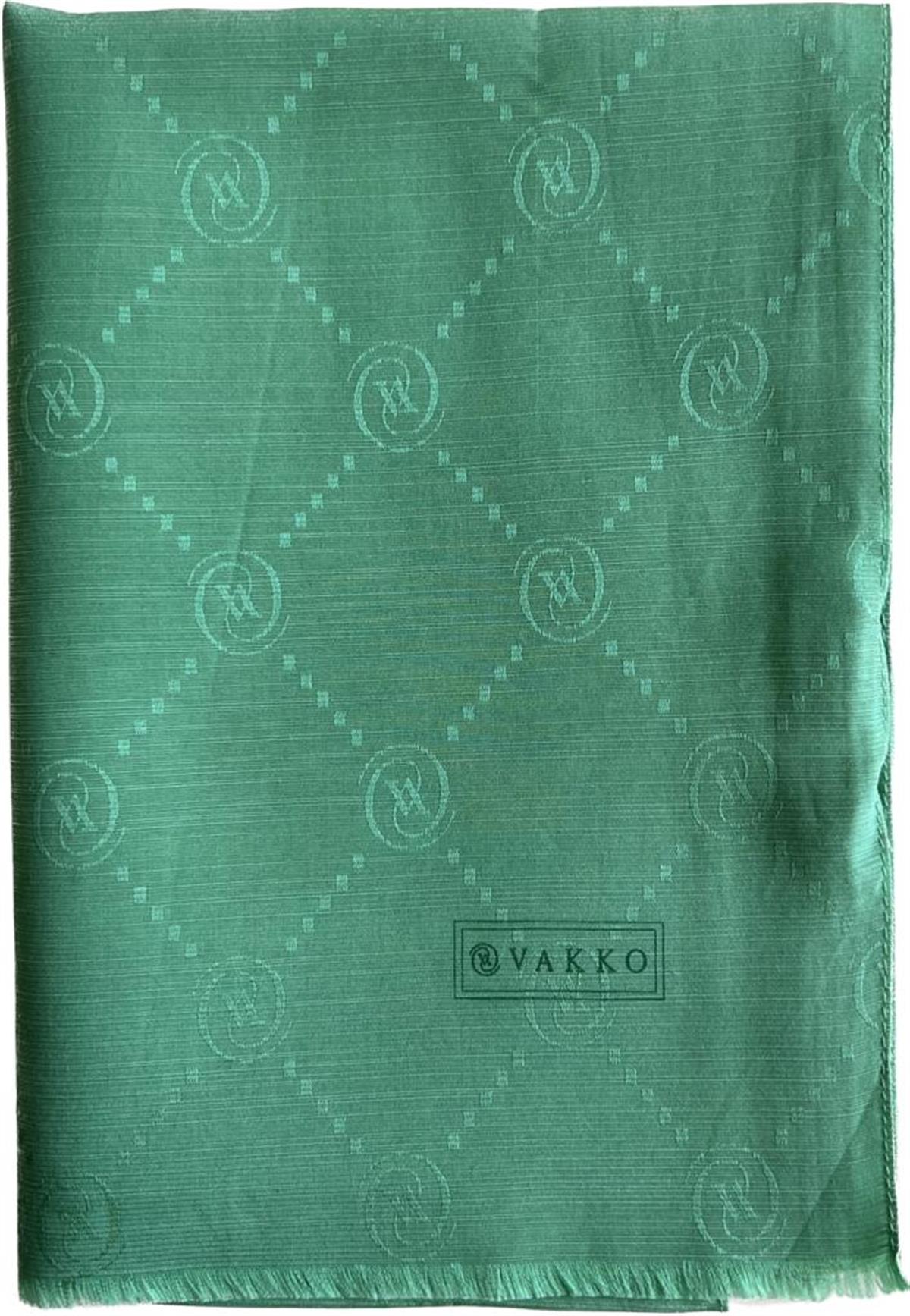 Vakko Monogram Pamuk İpek Şal 30011260-Yeşil