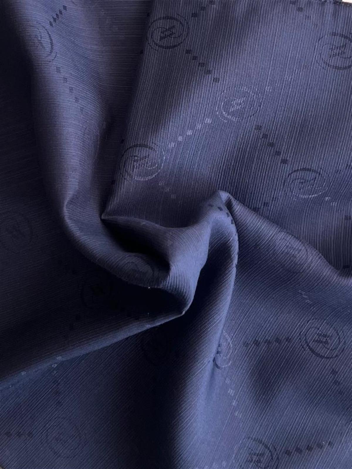 Vakko Monogram Pamuk İpek Şal 30011260-Lacivert