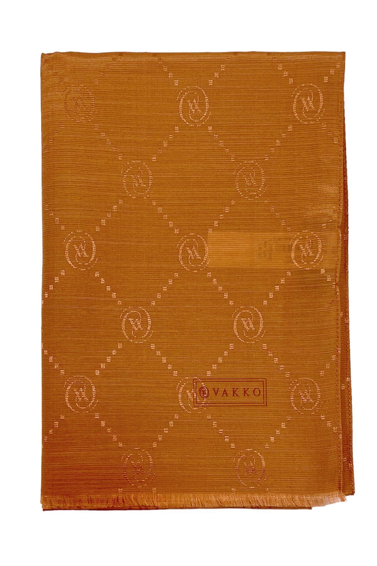 Vakko Monogram Pamuk İpek Şal 30011260-Tarçın