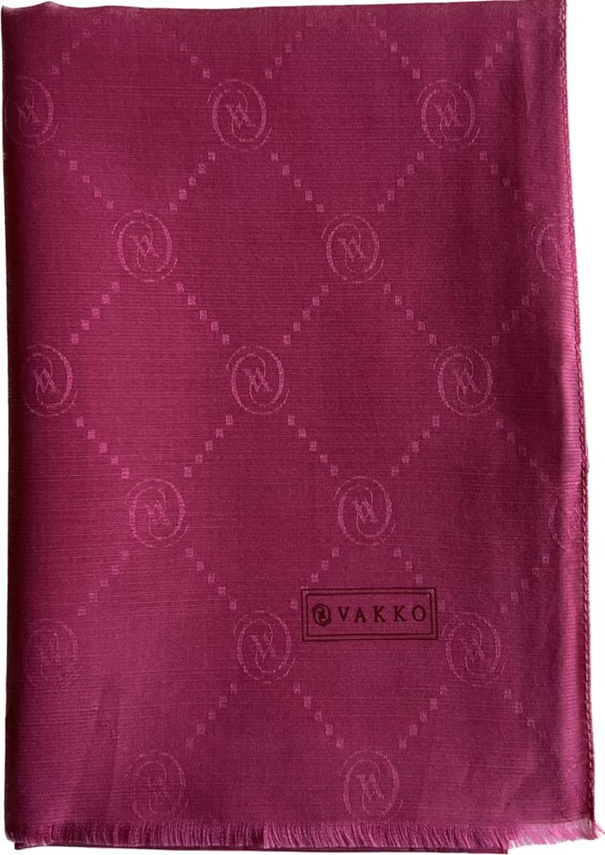 Vakko Monogram Pamuk İpek Şal 30011260-Mürdüm