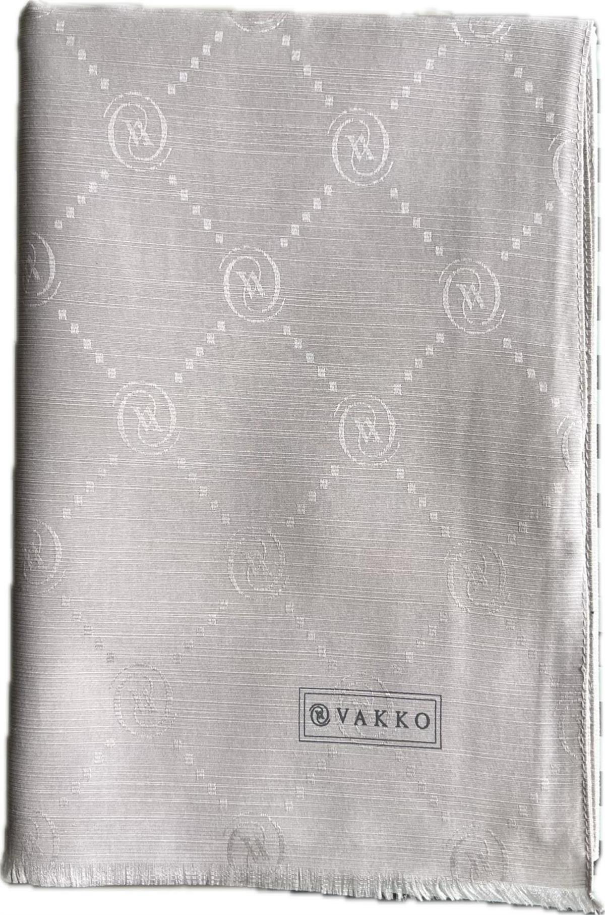 Vakko Monogram Pamuk İpek Şal 30011260-Gümüş