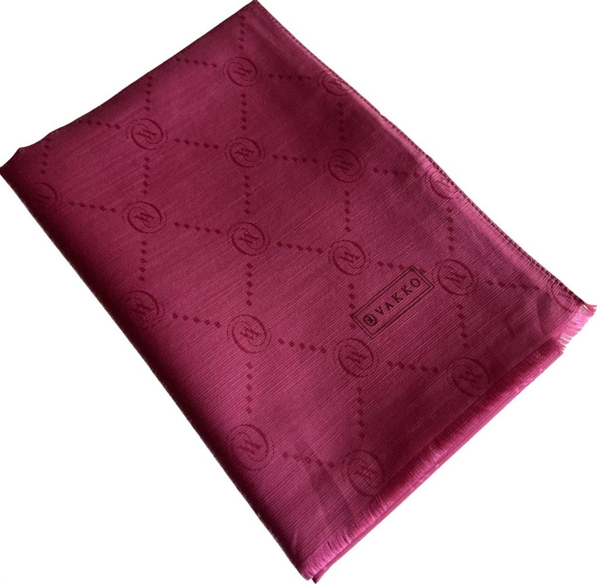 Vakko Monogram Pamuk İpek Şal 30011260-Mürdüm