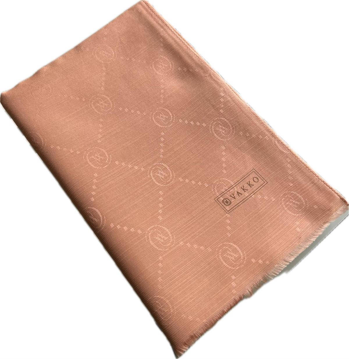 Vakko Monogram Pamuk İpek Şal 30011260-Bej