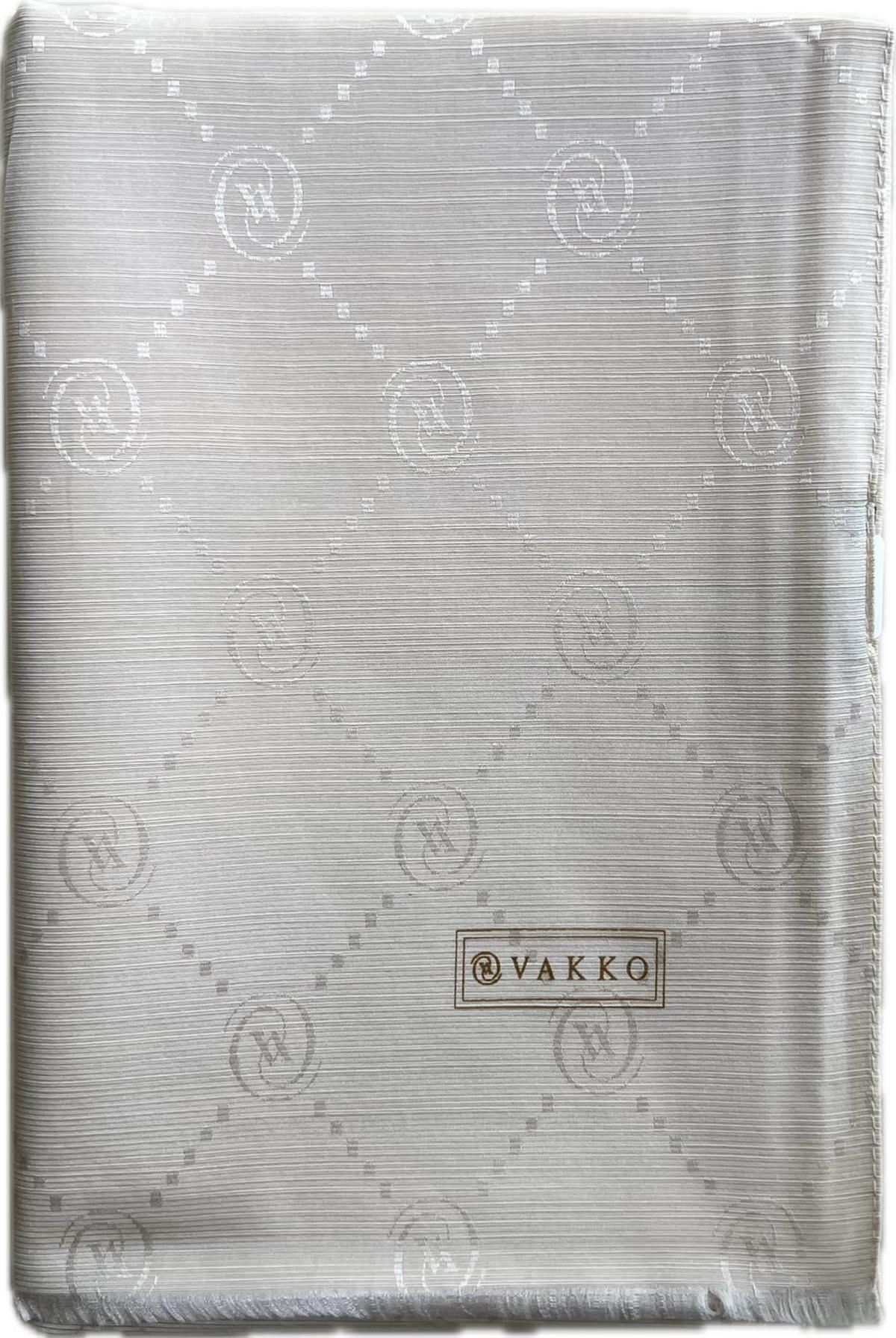 Vakko Monogram Pamuk İpek Şal 30011260-Açık Krem