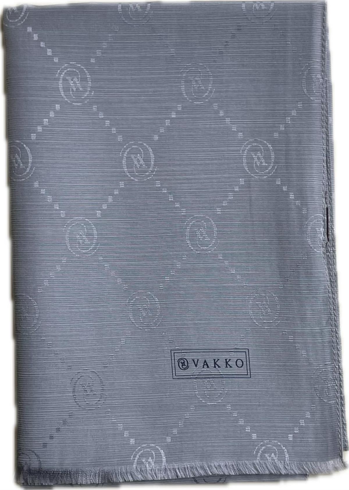 Vakko Monogram Pamuk İpek Şal 30011260-Metalik Gri