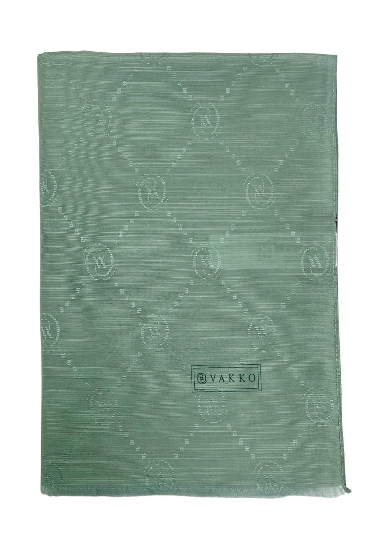 Vakko Monogram Pamuk İpek Şal 30011260-Turkuaz