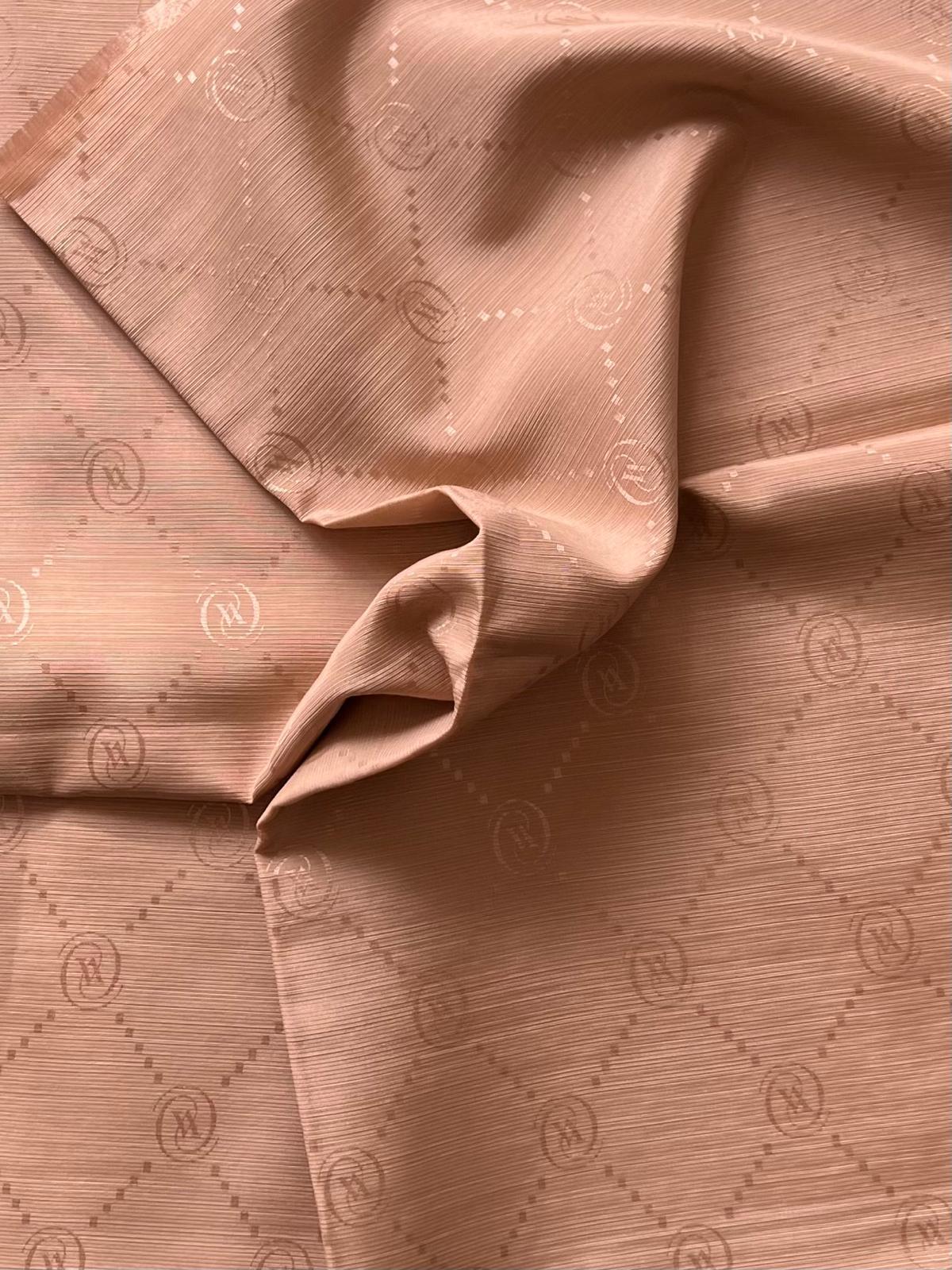 Vakko Monogram Pamuk İpek Şal 30011260-Açık Kahve