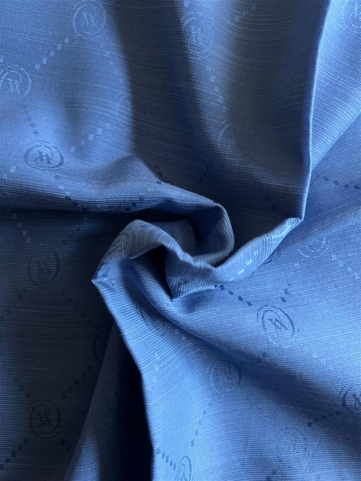 Vakko Monogram Pamuk İpek Şal 30011260-Mavi