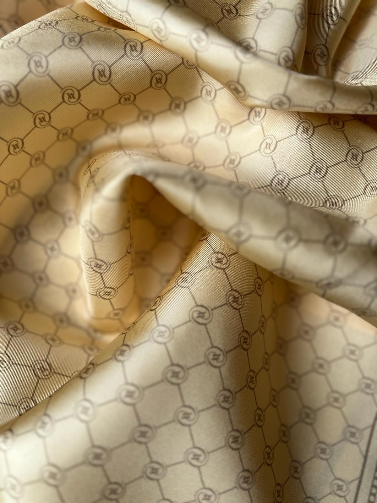 Vakko Monogram Tivil İpek Şal 300088-Açık Sarı