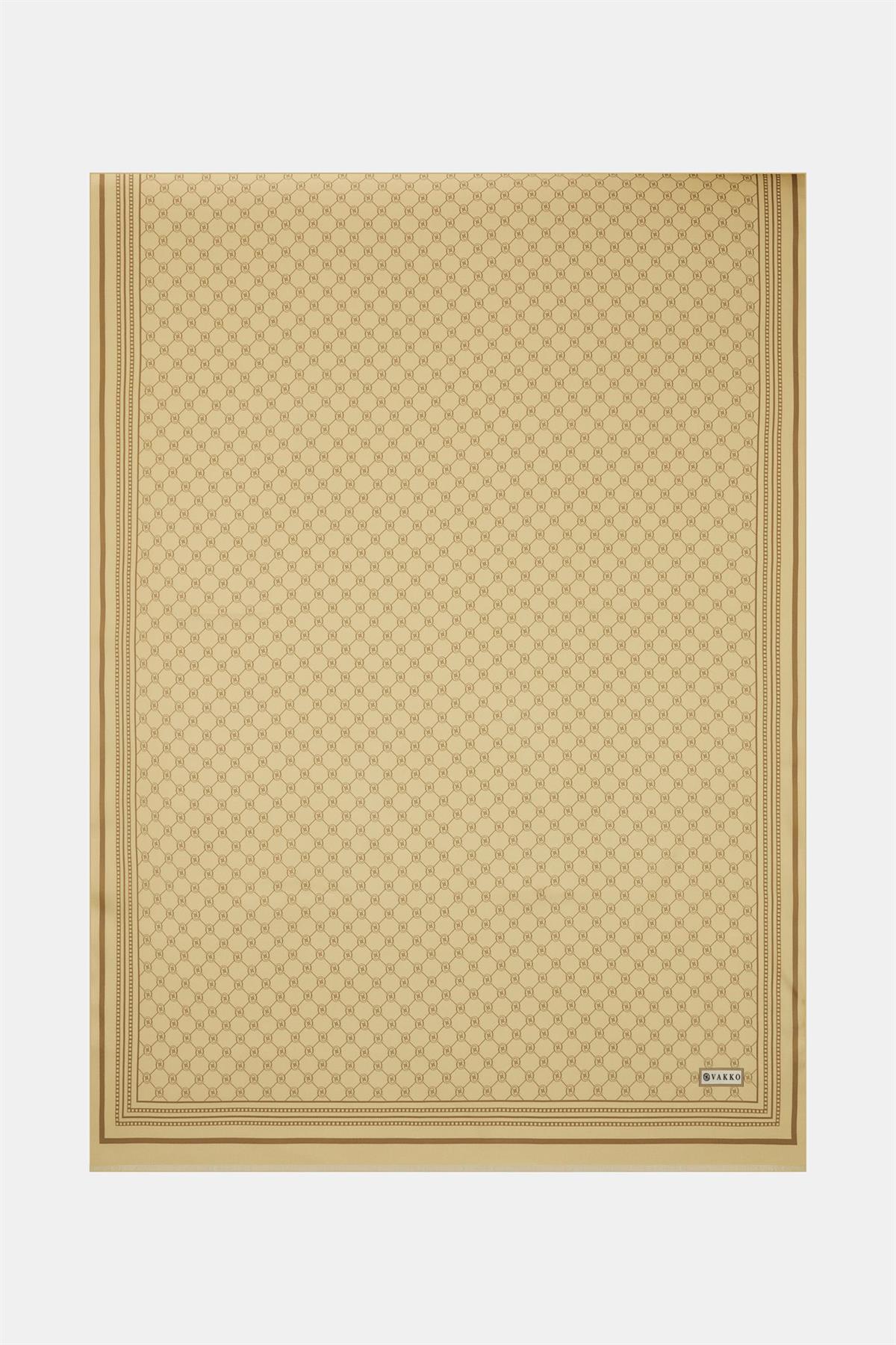 Vakko Monogram Tivil İpek Şal 300088-Açık Sarı