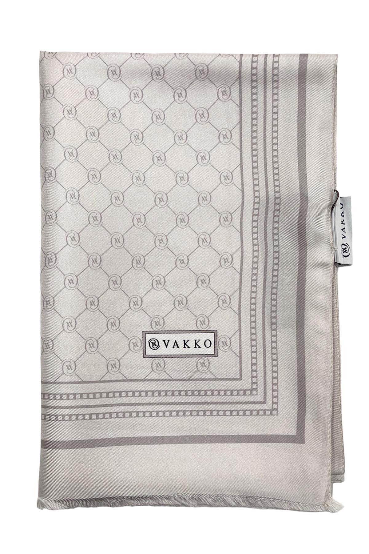 Vakko Monogram Tivil İpek Şal 300088-Bej