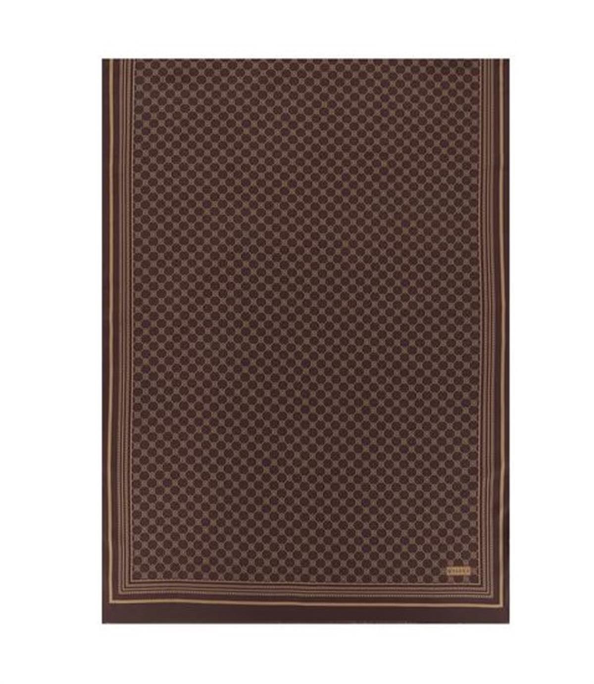 Vakko Monogram Tivil İpek Şal 300088-Koyu Kahve Camel