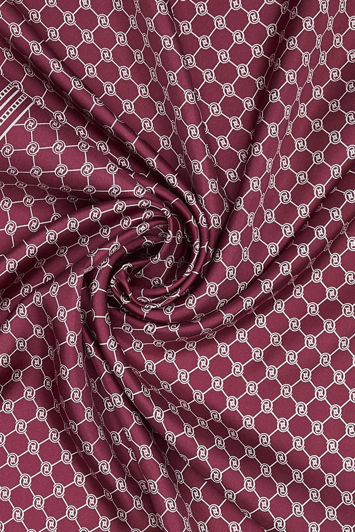 Vakko Monogram Tivil İpek Şal 300088-Mürdüm