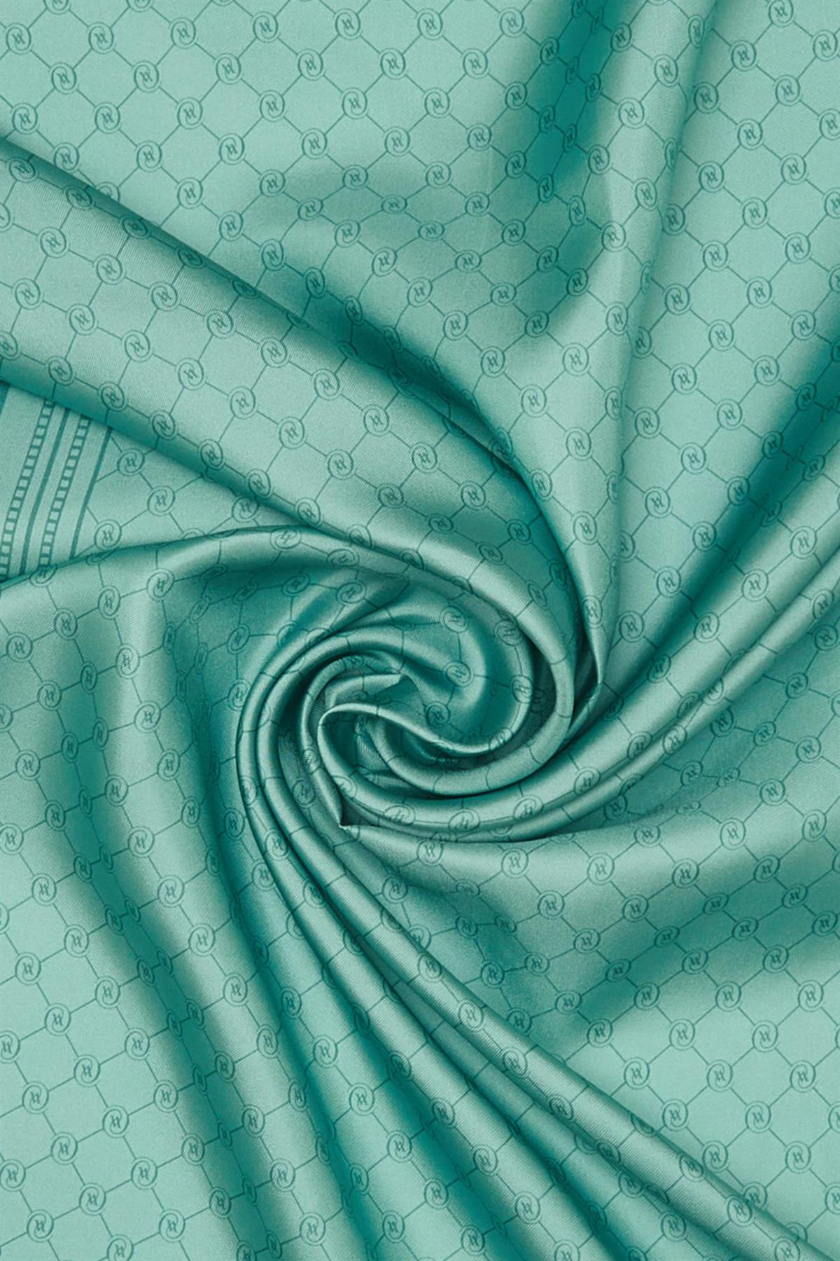 Vakko Monogram Tivil İpek Şal 300088-Mint