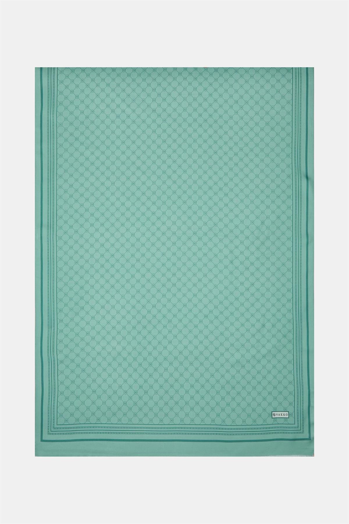 Vakko Monogram Tivil İpek Şal 300088-Mint
