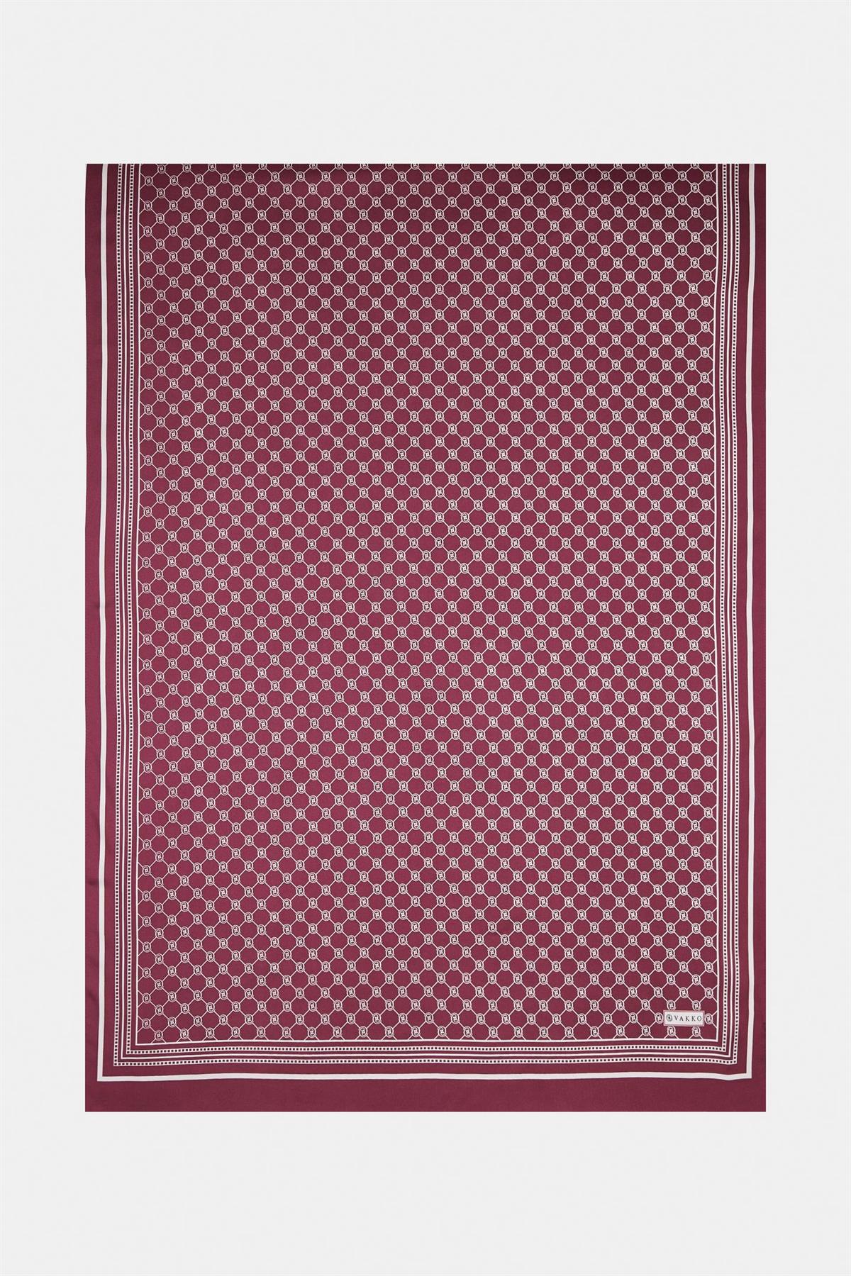 Vakko Monogram Tivil İpek Şal 300088-Mürdüm