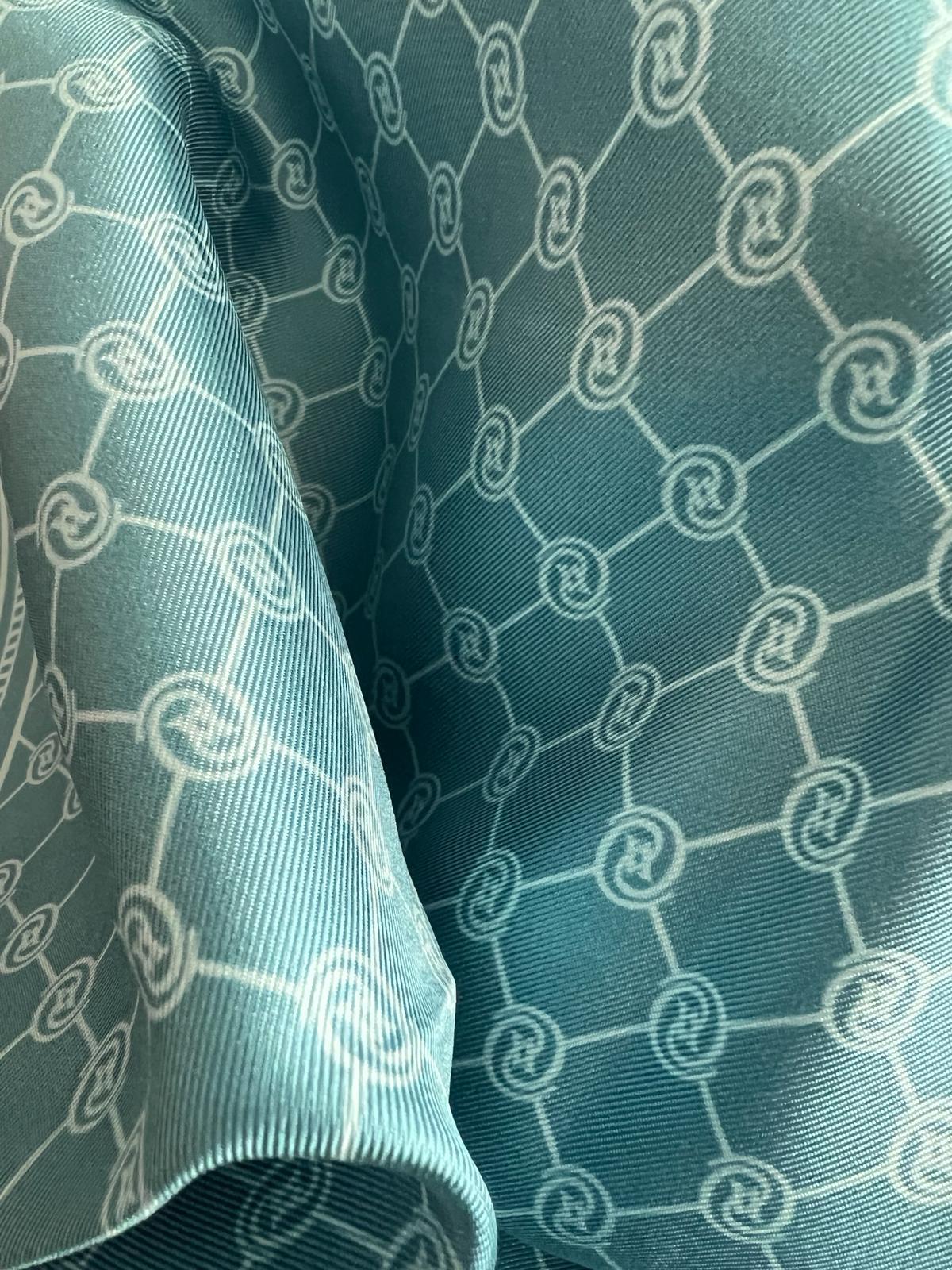 Vakko Monogram Tivil İpek Şal 300088-Mavi