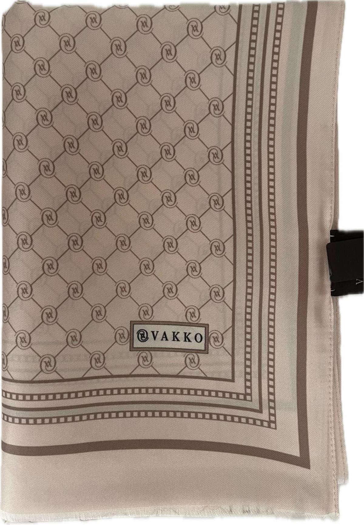 Vakko Monogram Tivil İpek Şal 300088-Pudra