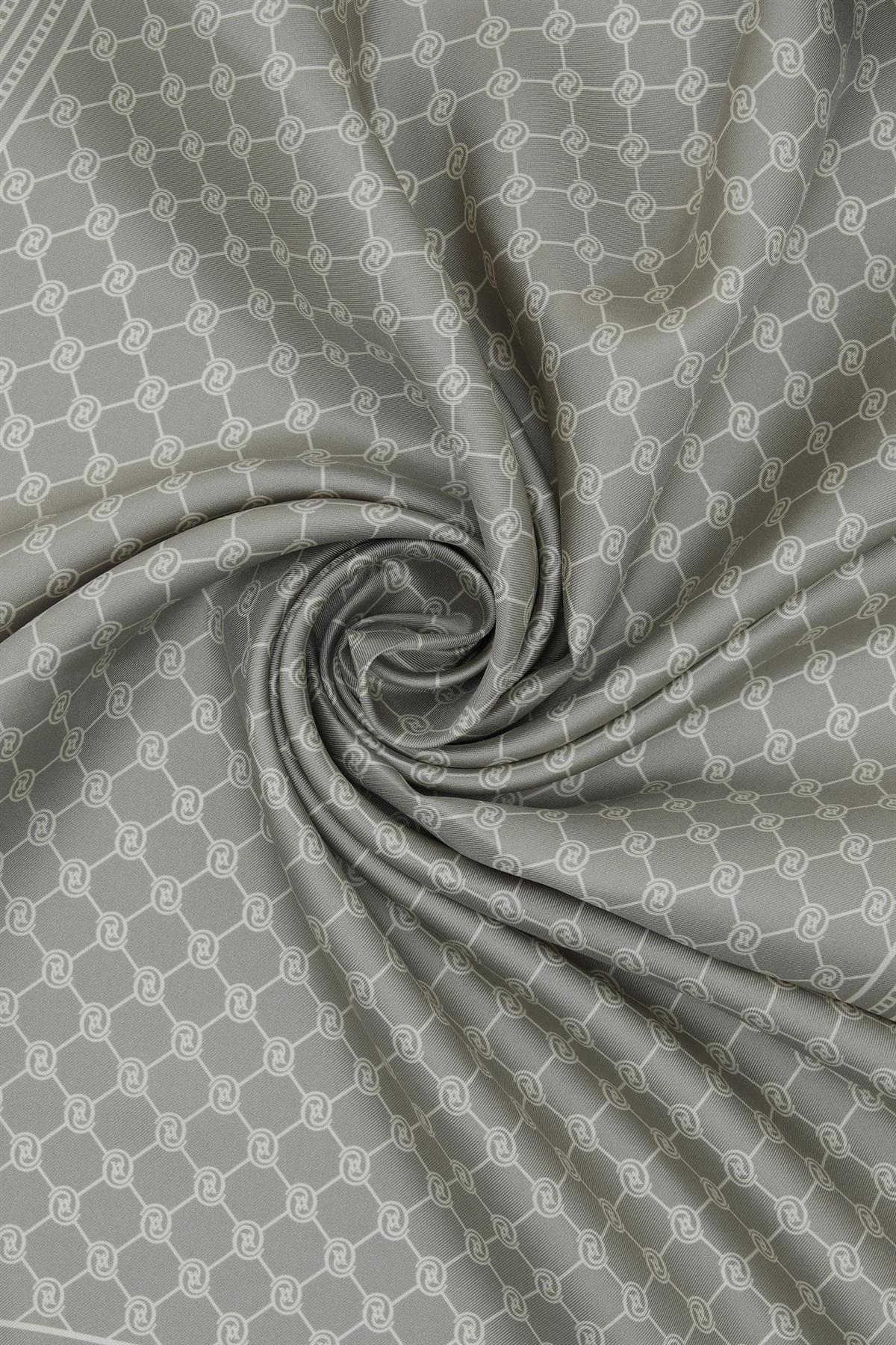 Vakko Monogram Tivil İpek Şal 300088-Taş Bej