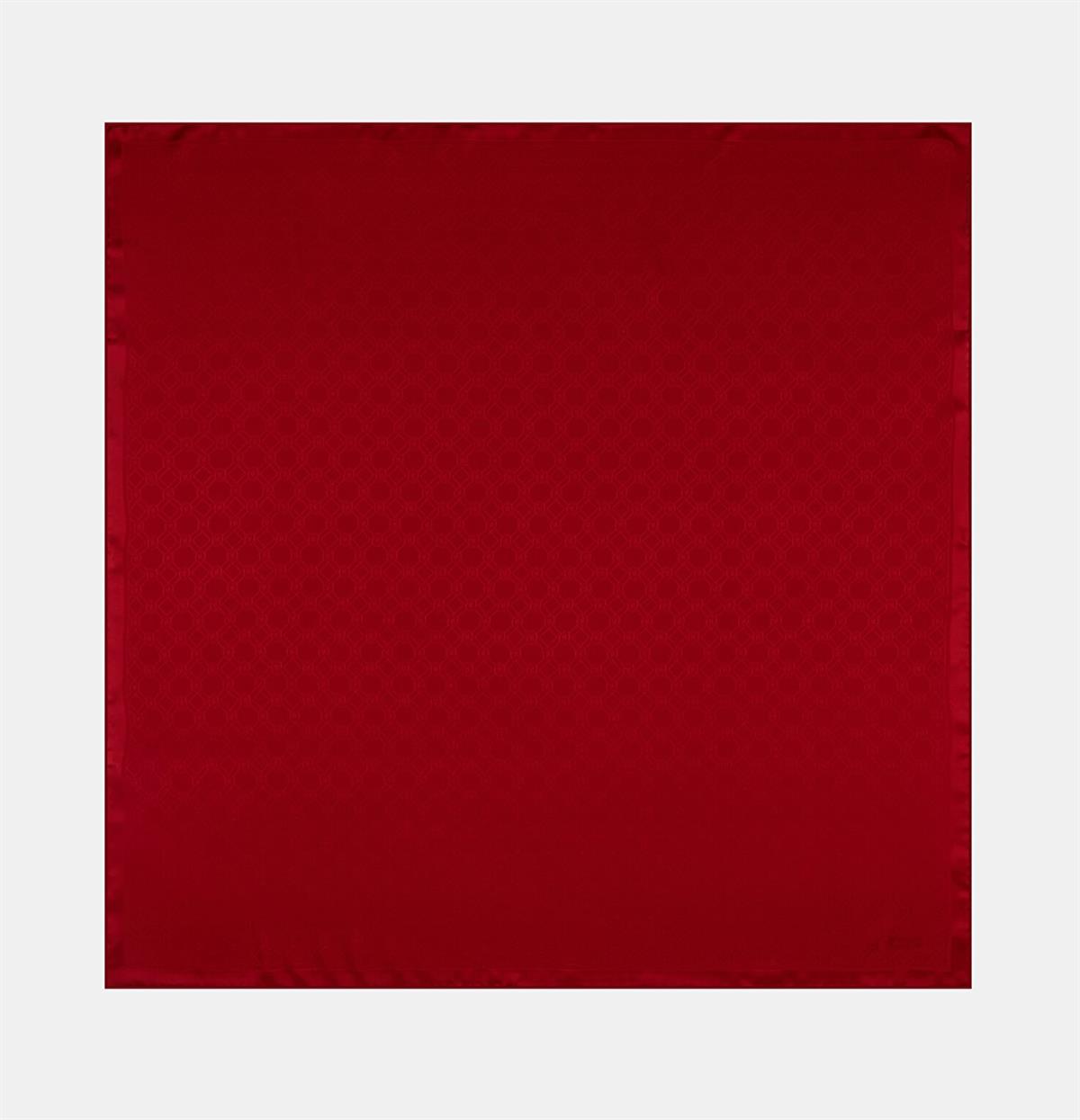 Vakko Özel Seri Monogram Jakarlı Eşarp 40843-Kırmızı