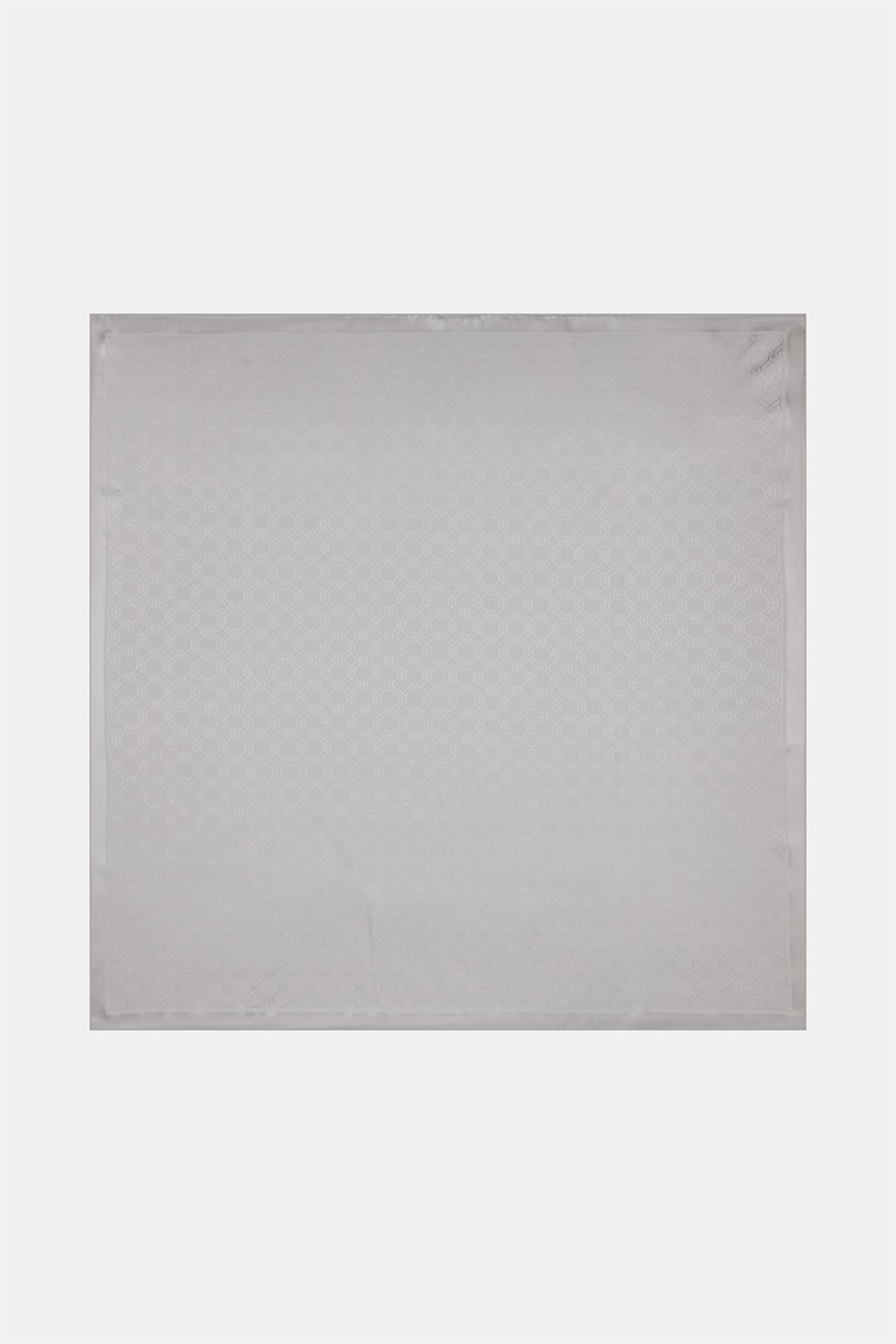 Vakko Özel Seri Monogram Jakarlı Eşarp 40843-Gümüş