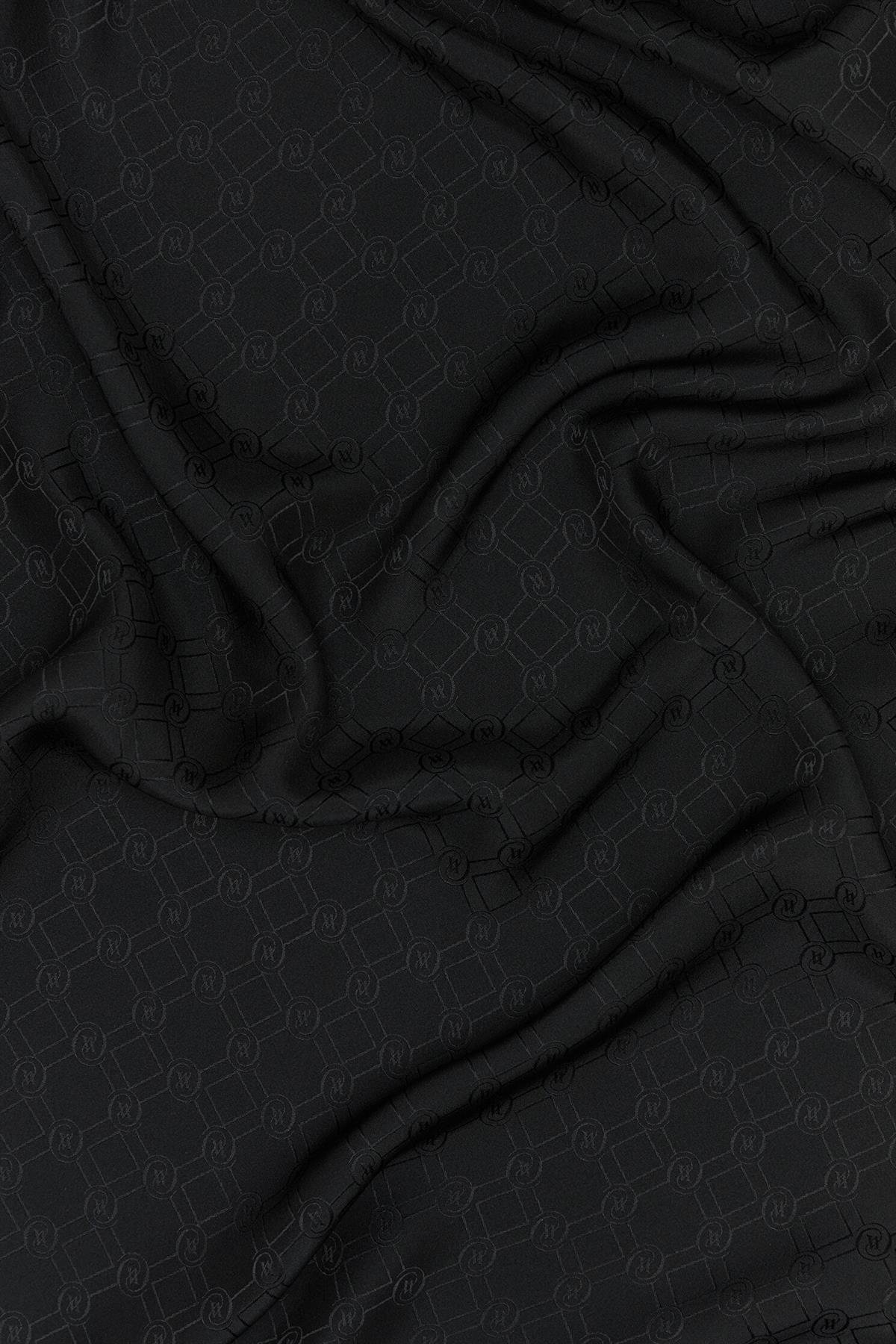 Vakko Özel Seri Monogram Jakarlı Eşarp 40843-Siyah
