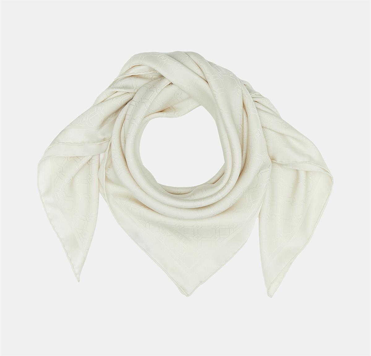 Vakko Özel Seri Monogram Jakarlı Eşarp 40843-Ekru