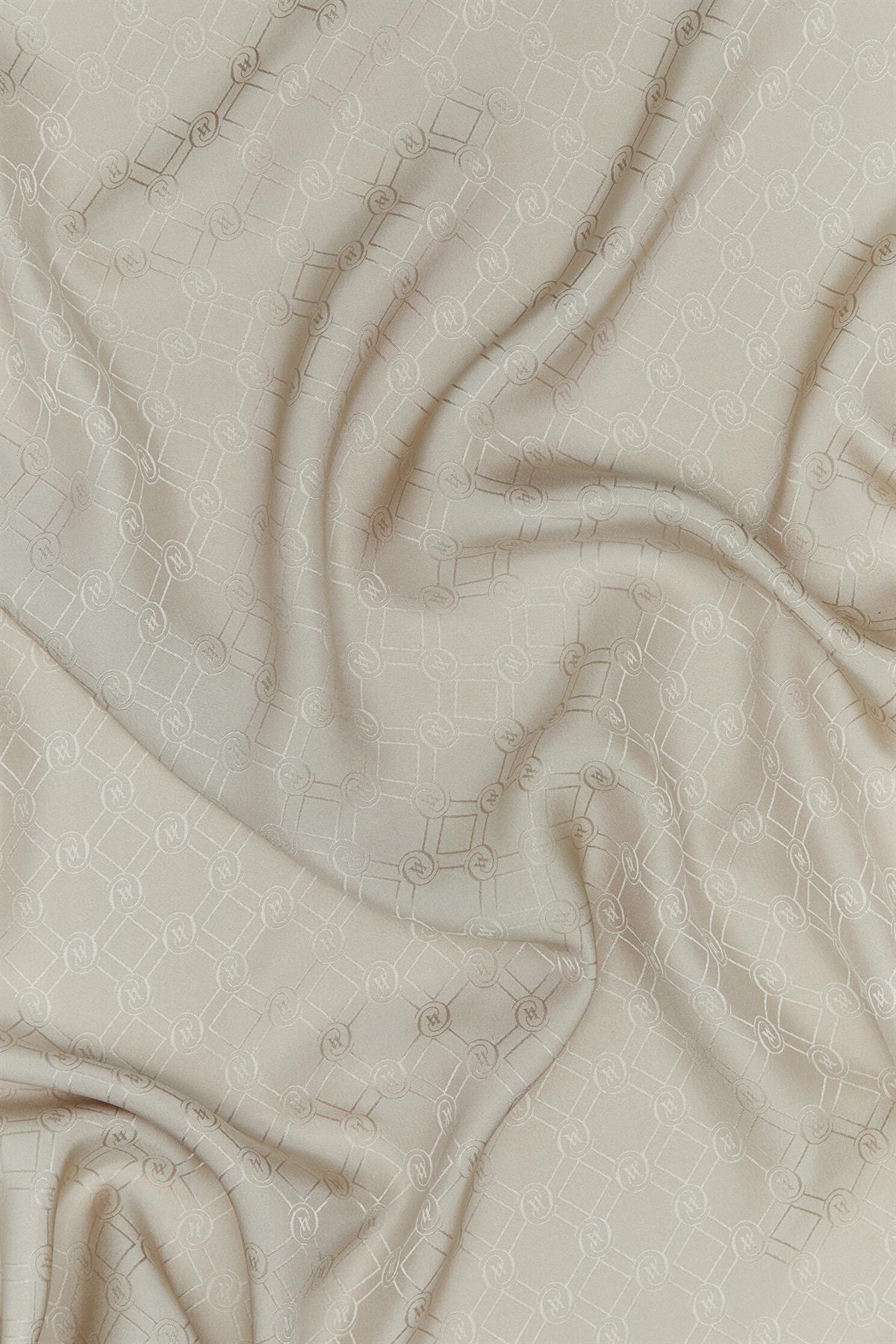 Vakko Özel Seri Monogram Jakarlı Eşarp 40843-Vizon