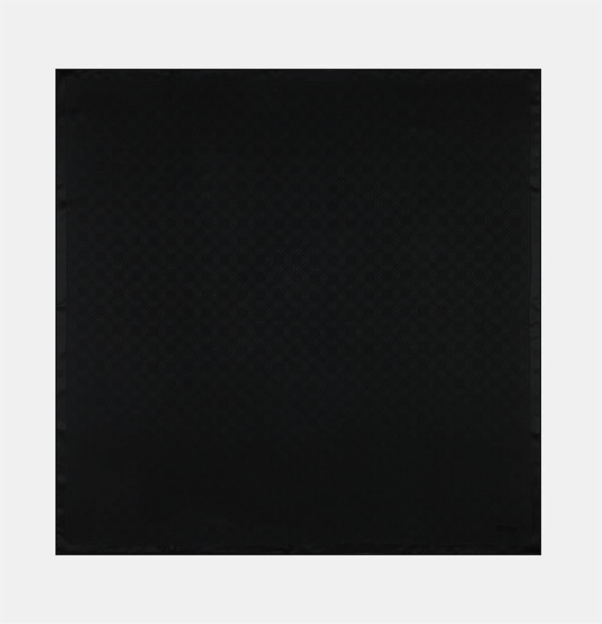 Vakko Özel Seri Monogram Jakarlı Eşarp 40843-Siyah