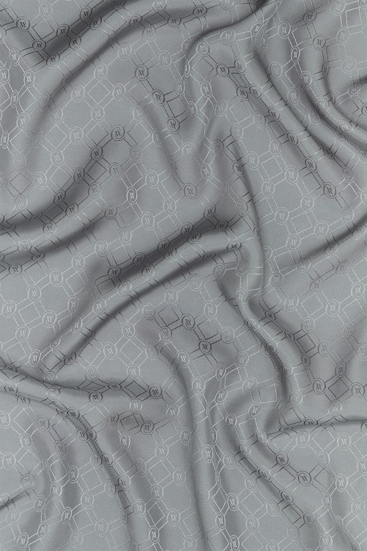 Vakko Özel Seri Monogram Jakarlı Eşarp 40843-Antrasit