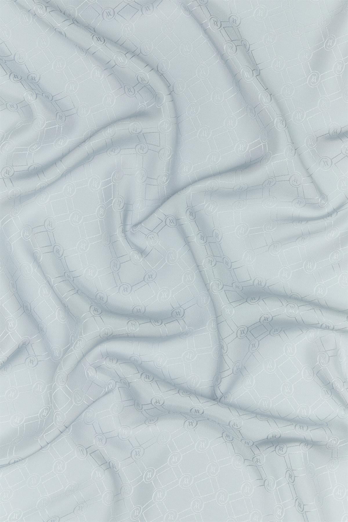 Vakko Özel Seri Monogram Jakarlı Eşarp 40843-Açık Gri
