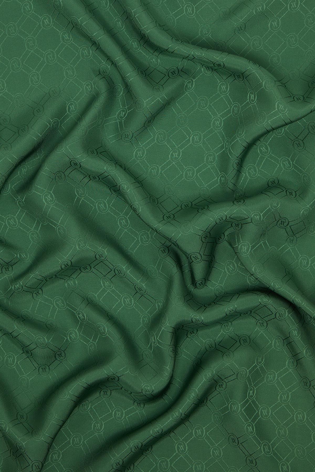Vakko Özel Seri Monogram Jakarlı Eşarp 40843-Yeşil