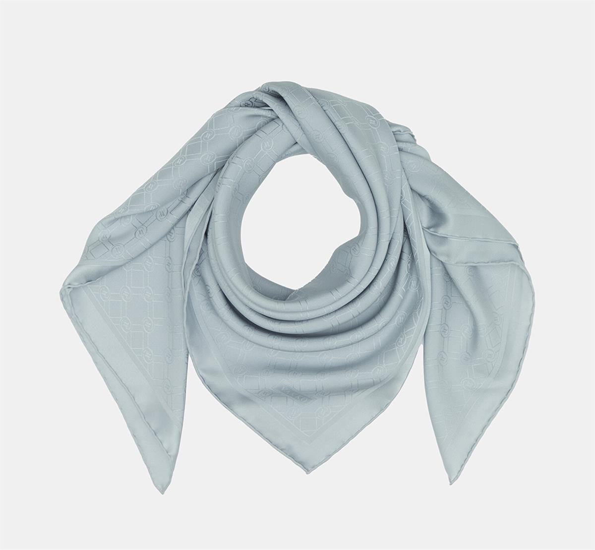 Vakko Özel Seri Monogram Jakarlı Eşarp 40843-Açık Gri