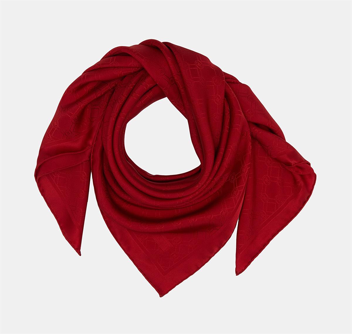 Vakko Özel Seri Monogram Jakarlı Eşarp 40843-Kırmızı