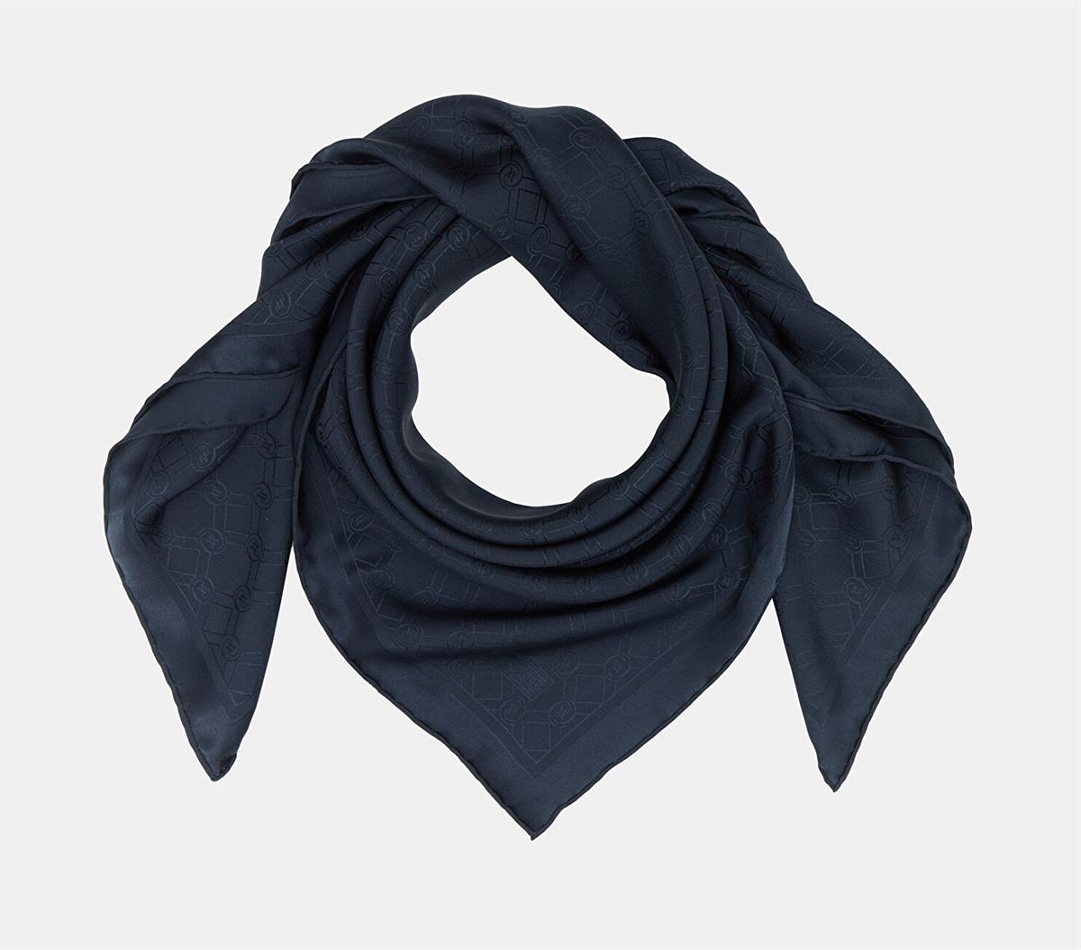 Vakko Özel Seri Monogram Jakarlı Eşarp 40843-Lacivert