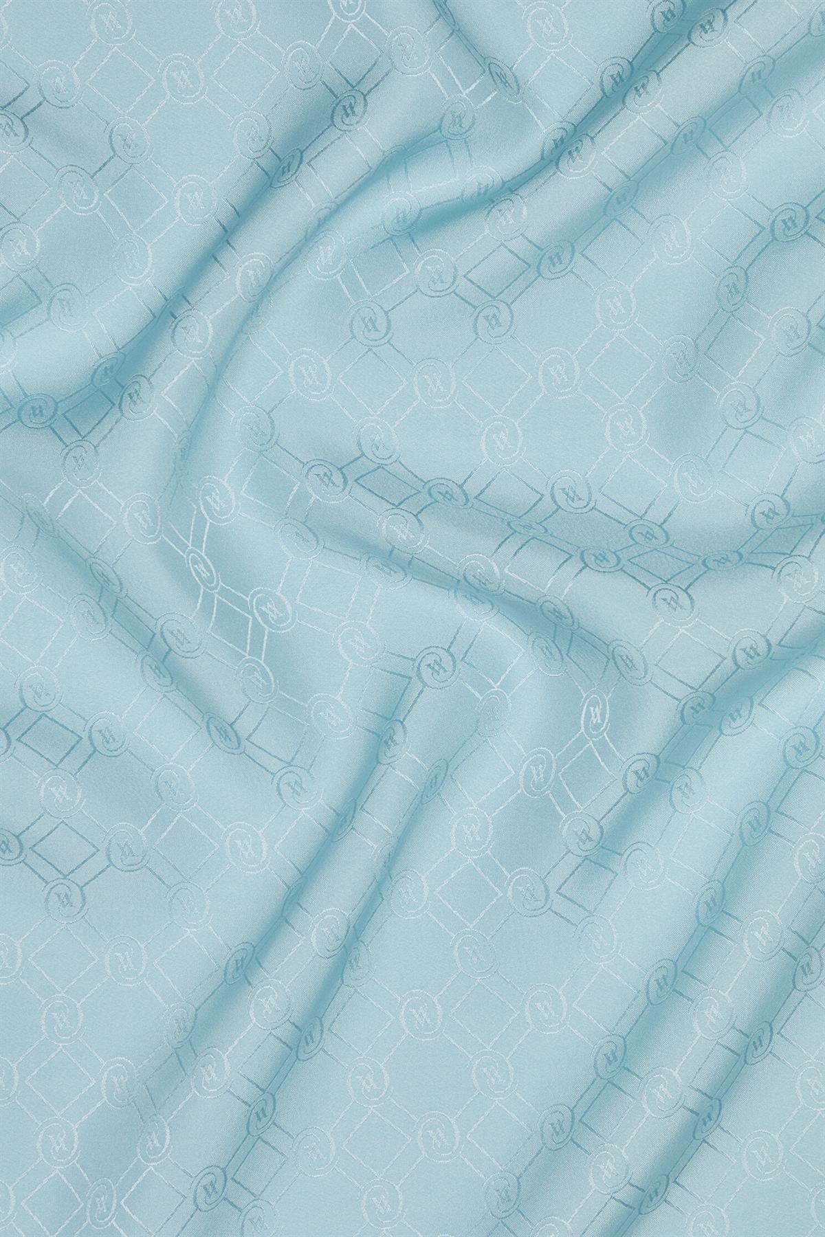 Vakko Özel Seri Monogram Jakarlı Eşarp 40843-Açık Turkuaz