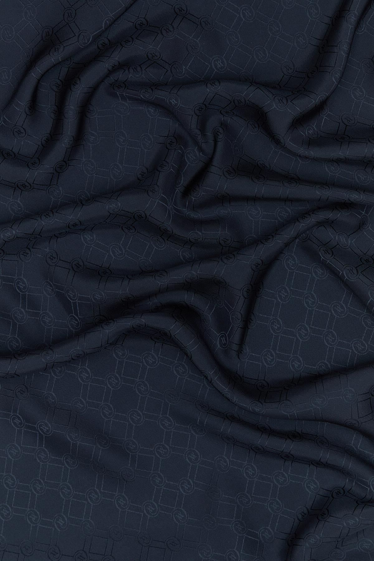 Vakko Özel Seri Monogram Jakarlı Eşarp 40843-Lacivert