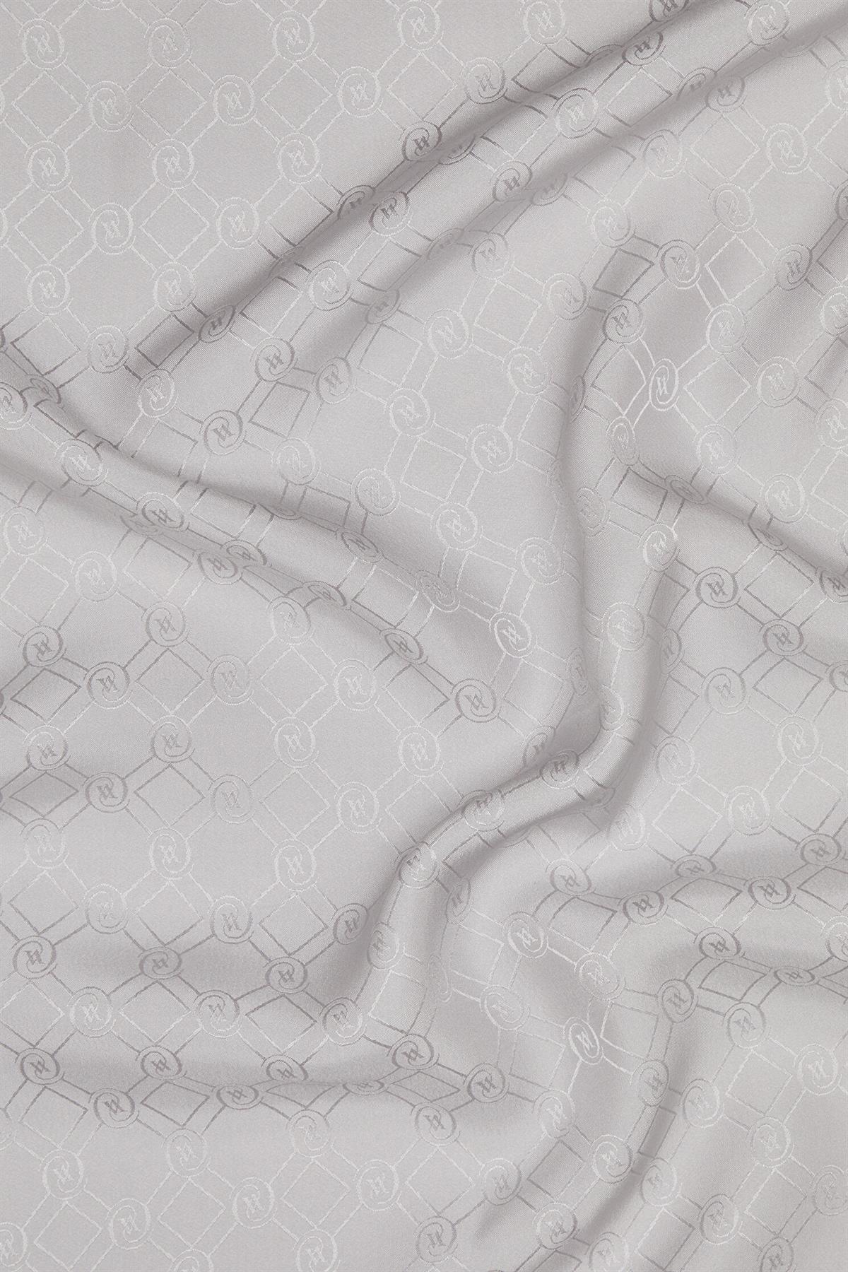 Vakko Özel Seri Monogram Jakarlı Eşarp 40843-Gümüş