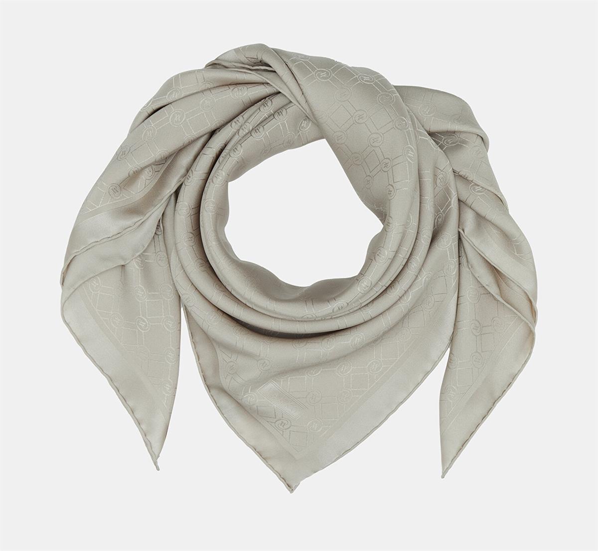 Vakko Özel Seri Monogram Jakarlı Eşarp 40843-Vizon