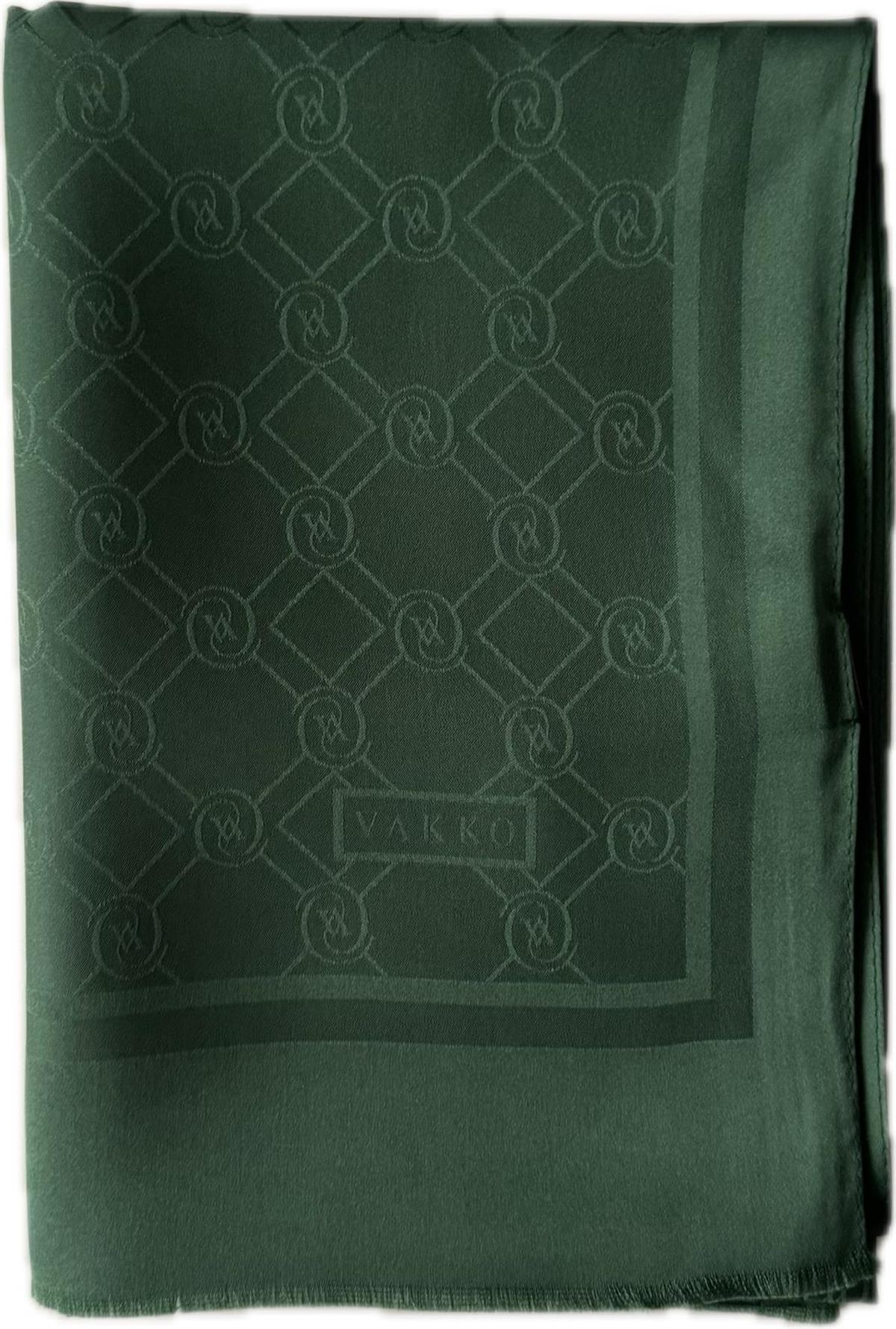 Vakko Özel Seri Monogram Jakarlı Şal 40830-Zümrüt Yeşili
