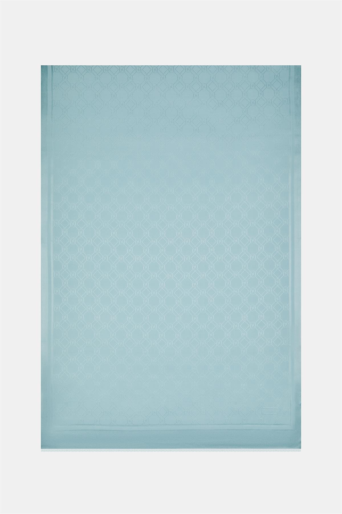 Vakko Özel Seri Monogram Jakarlı Şal 40830-Açık Turkuaz