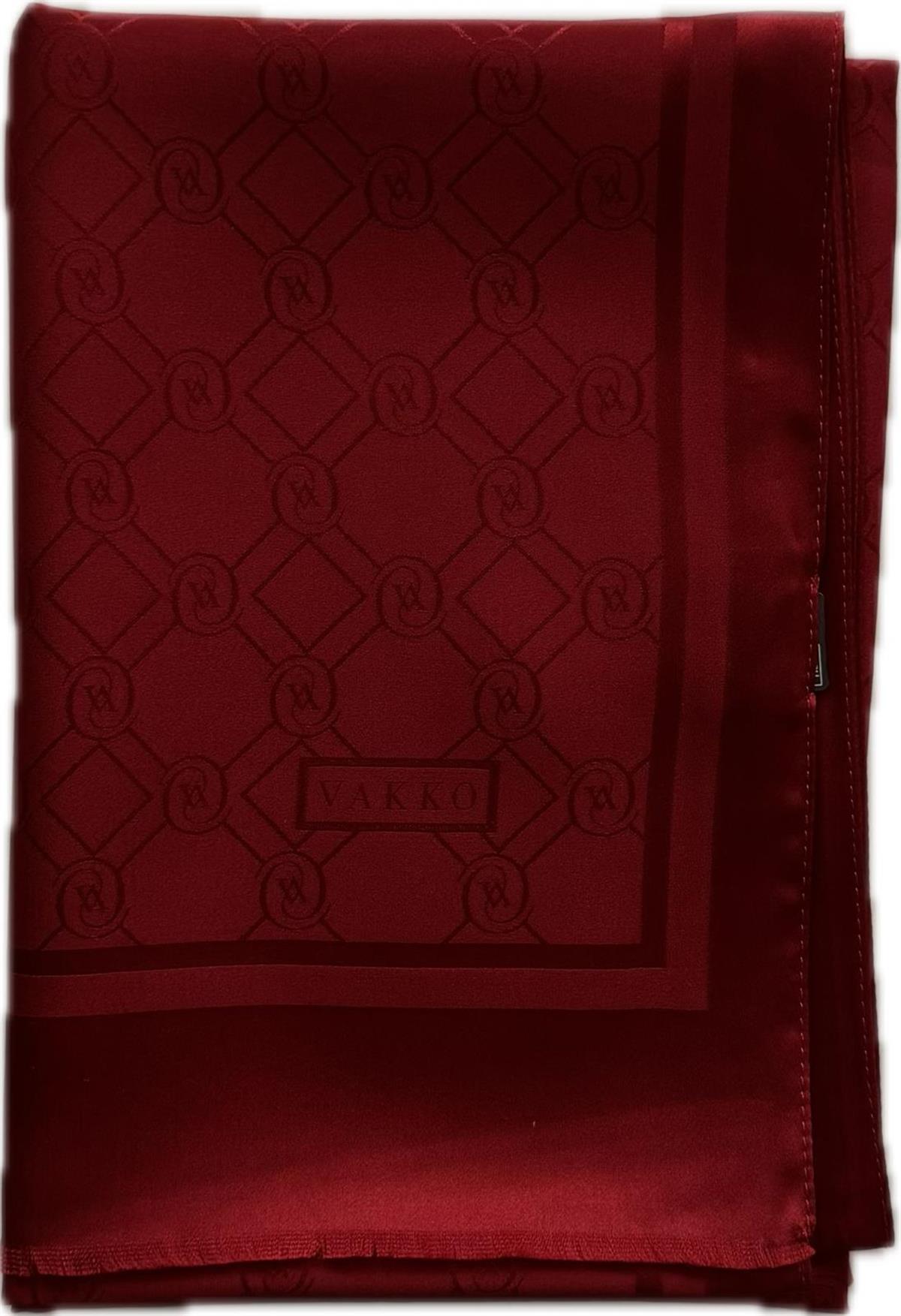 Vakko Özel Seri Monogram Jakarlı Şal 40830-Koyu Kırmızı