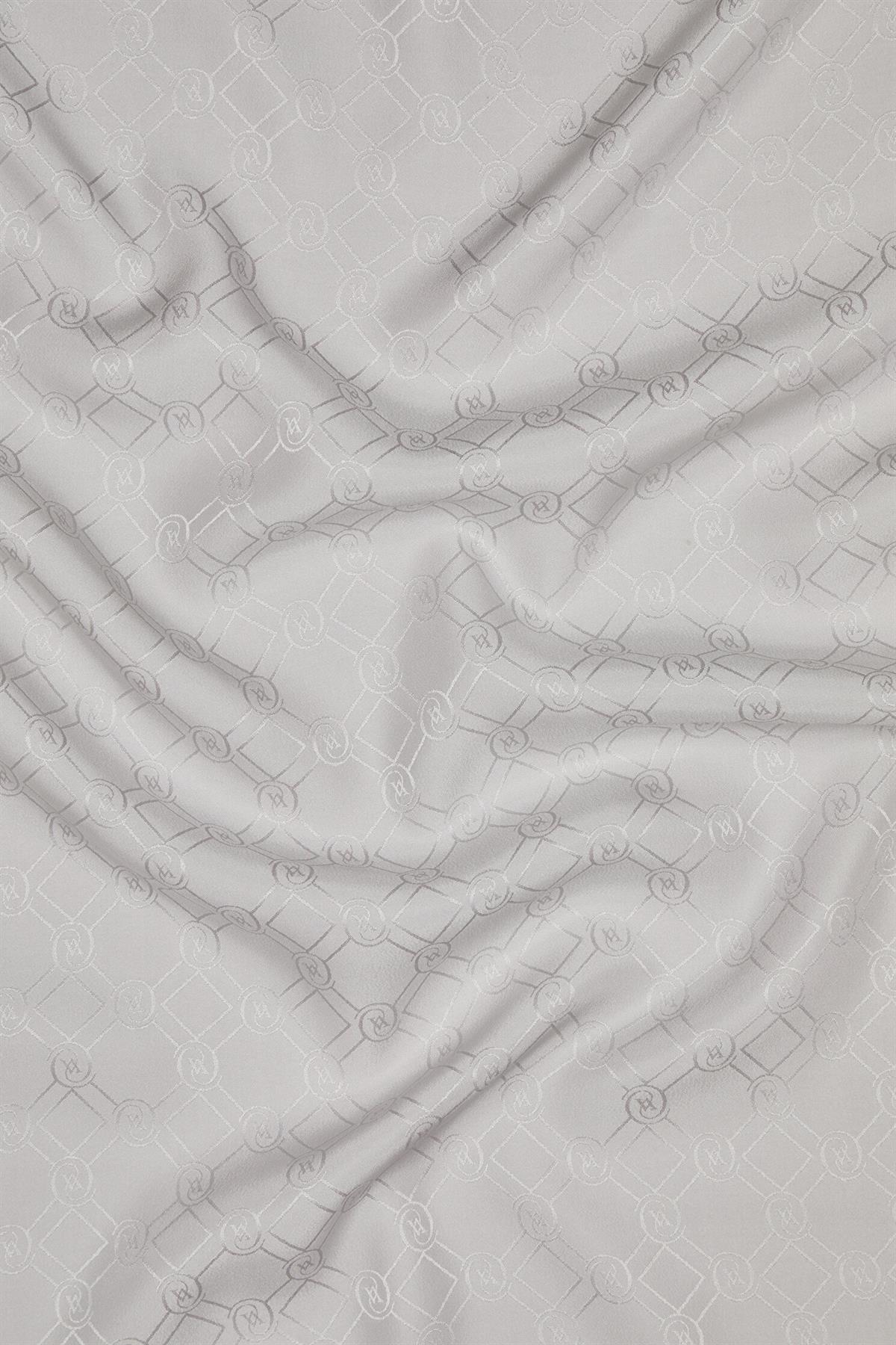 Vakko Özel Seri Monogram Jakarlı Şal 40830-Gümüş