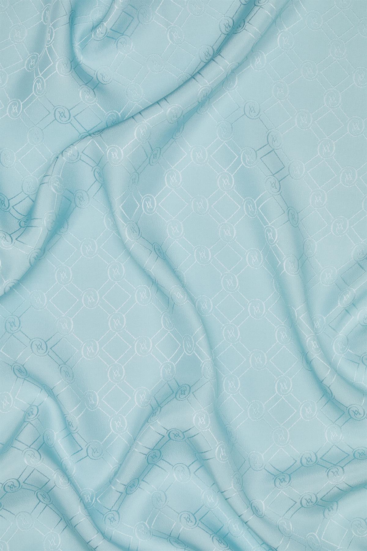 Vakko Özel Seri Monogram Jakarlı Şal 40830-Açık Turkuaz