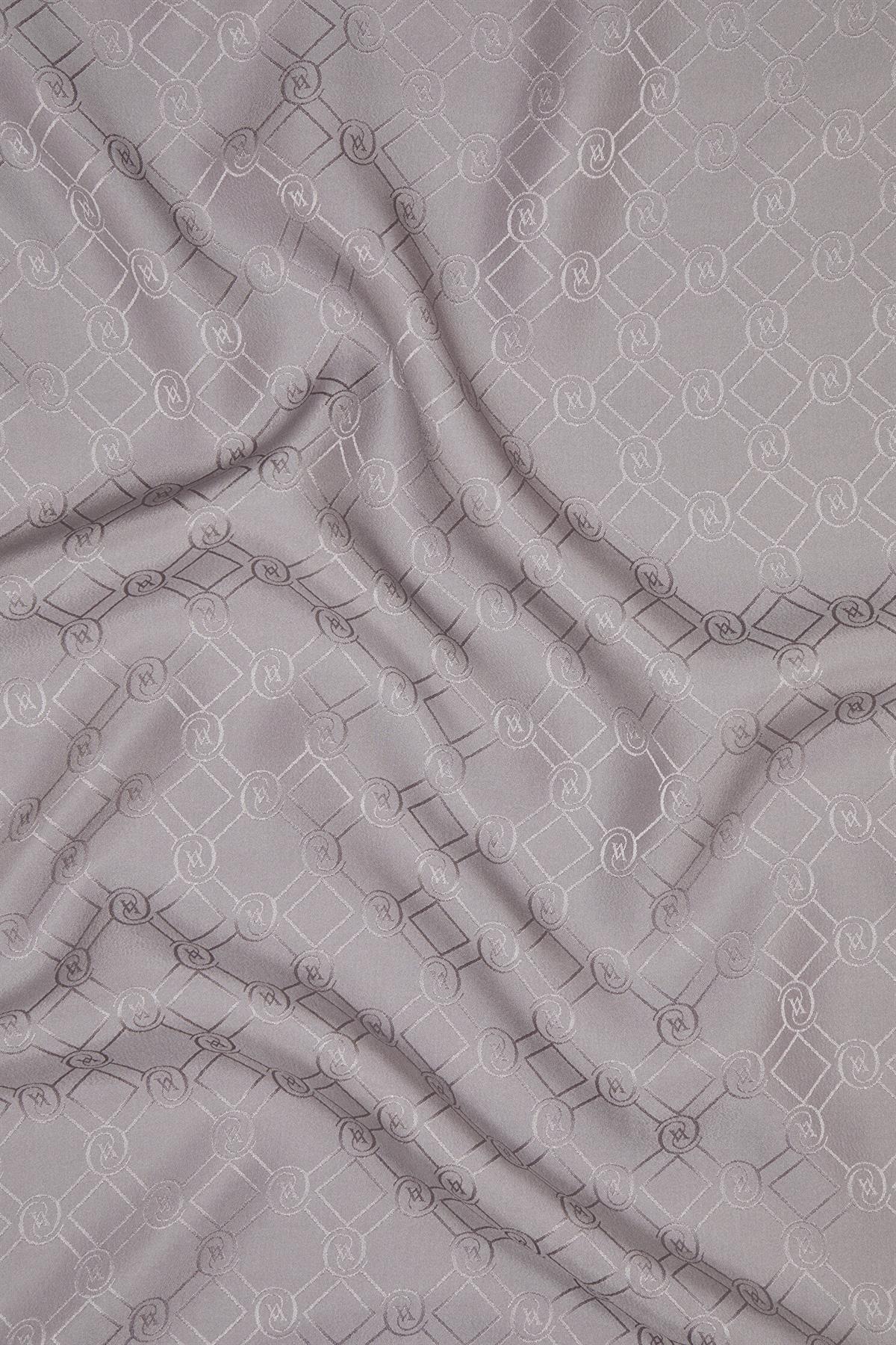 Vakko Özel Seri Monogram Jakarlı Şal 40830-Gri