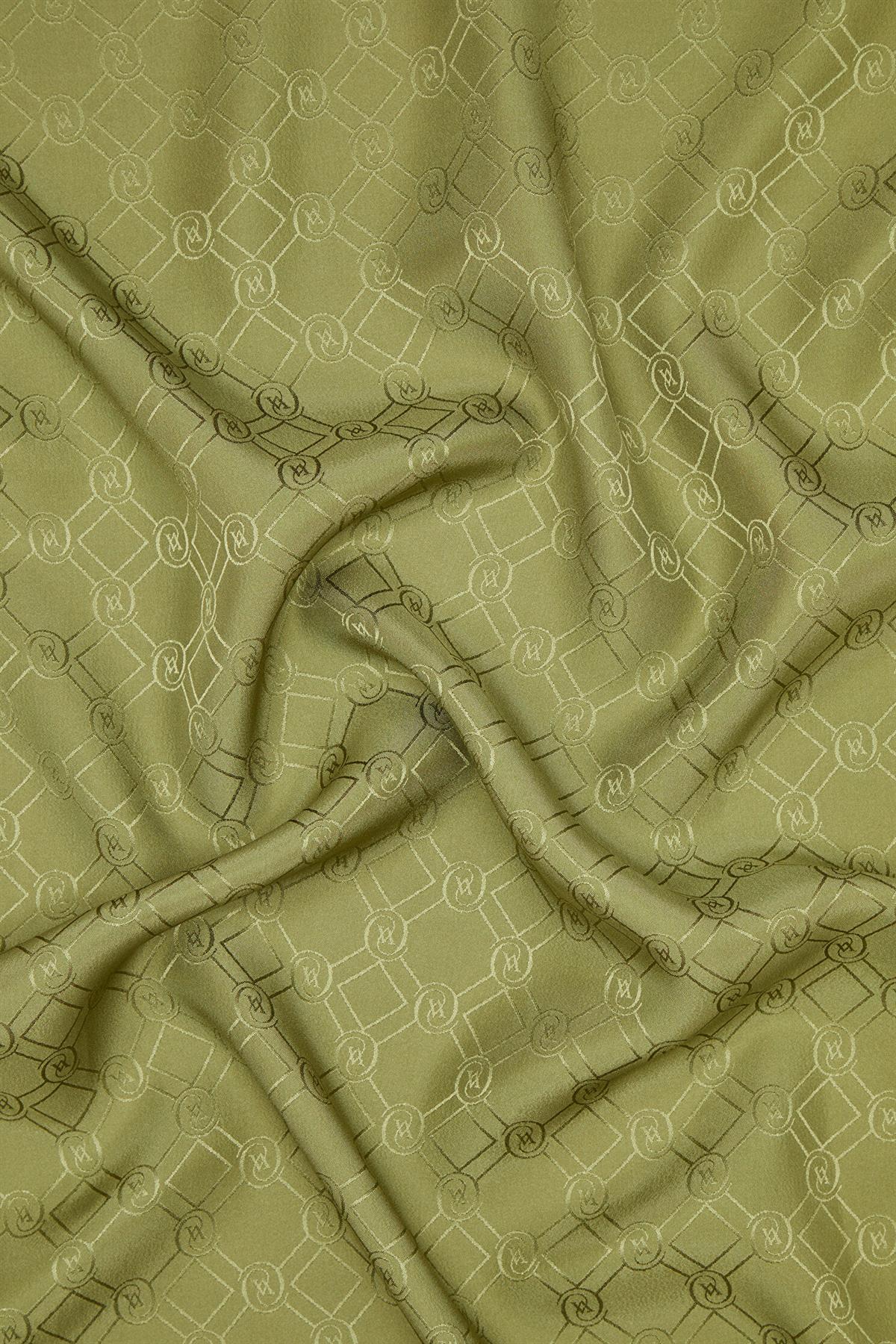 Vakko Özel Seri Monogram Jakarlı Şal 40830-Haki